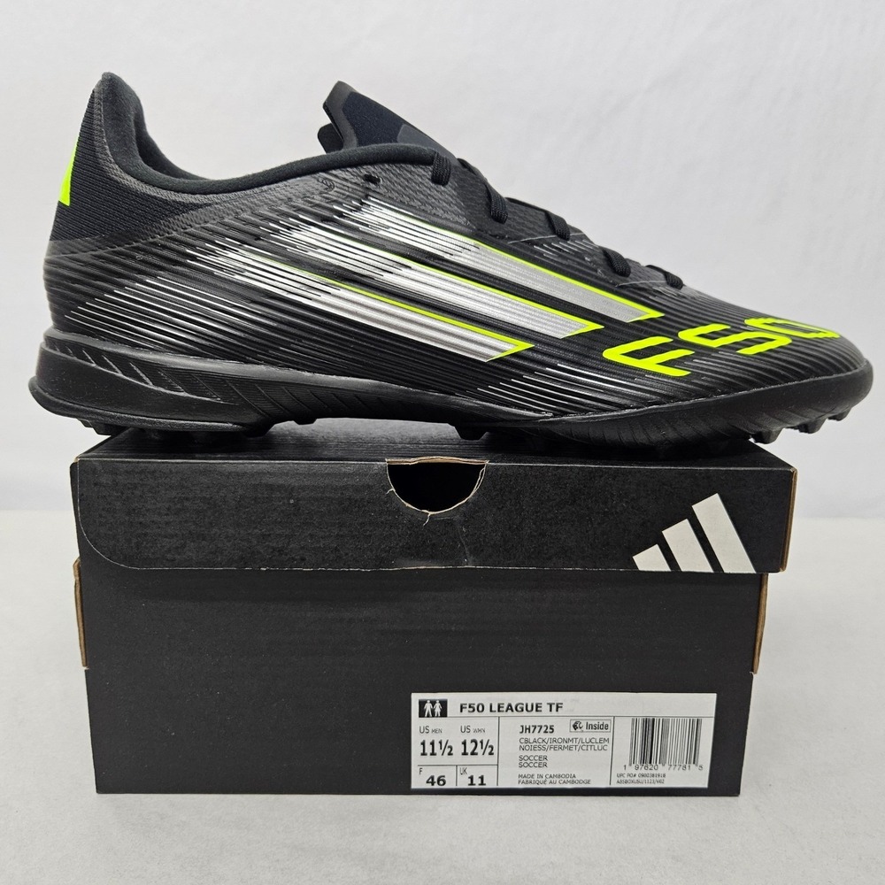 Adidas F50 League TF‎ Soccer Cleats JH7725 Black Lucid Lemon Mens Size 11.5